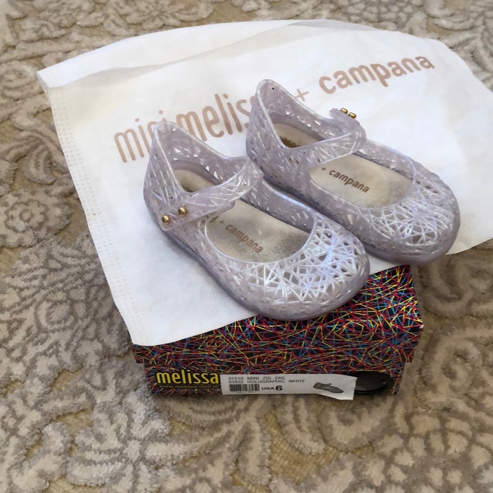 Mini Melissa toddler size 6 shoes white